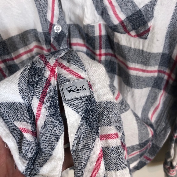 RAILS Hunter Melange Blue White Red Button Down Small - Picture 4 of 7